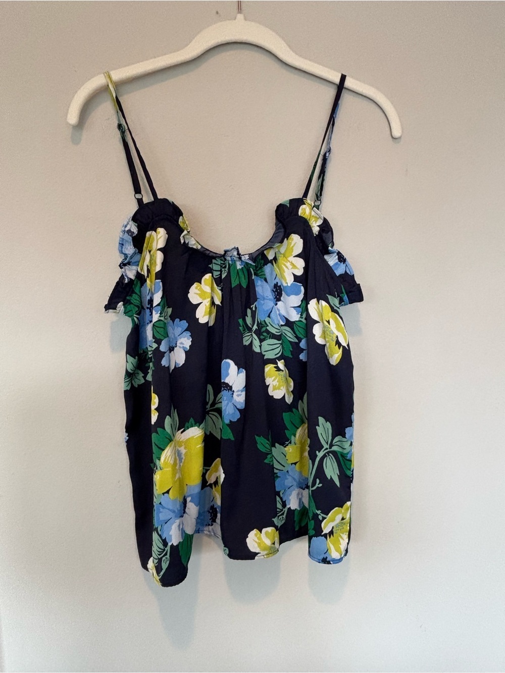 aerie Navy Floral Ruffle Camisole